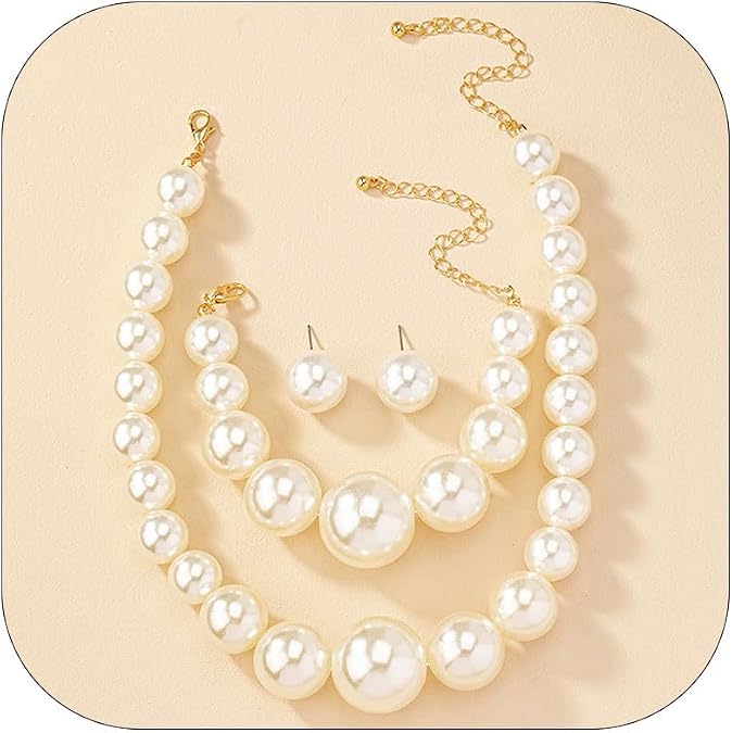 Pearl Necklaces for Women Chunky Pearl Necklaces Big Pearl Necklaces