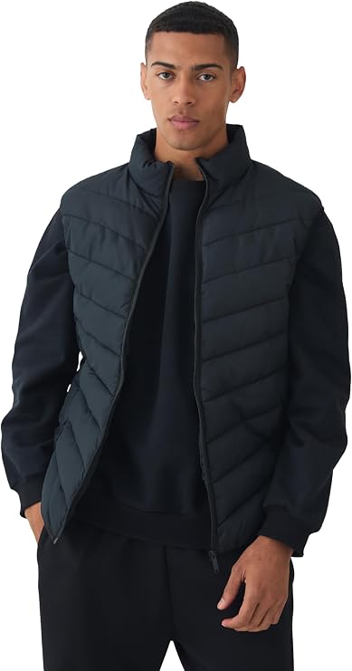 Quilted Zip Through Funnel Neck Gilet In Black