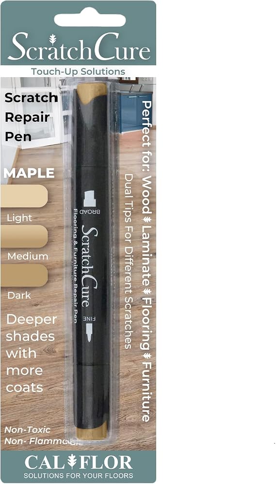 CalFlor PE49402CF ScratchCure 3 Shade Double Tipped Repair Pen for Use on Wood, Laminate, Flooring & Furniture, Maple