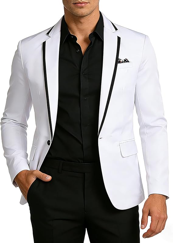 Cloudstyle Mens Casual Slim Fit Suit Jacket 1 Button Blazer Daily Business
