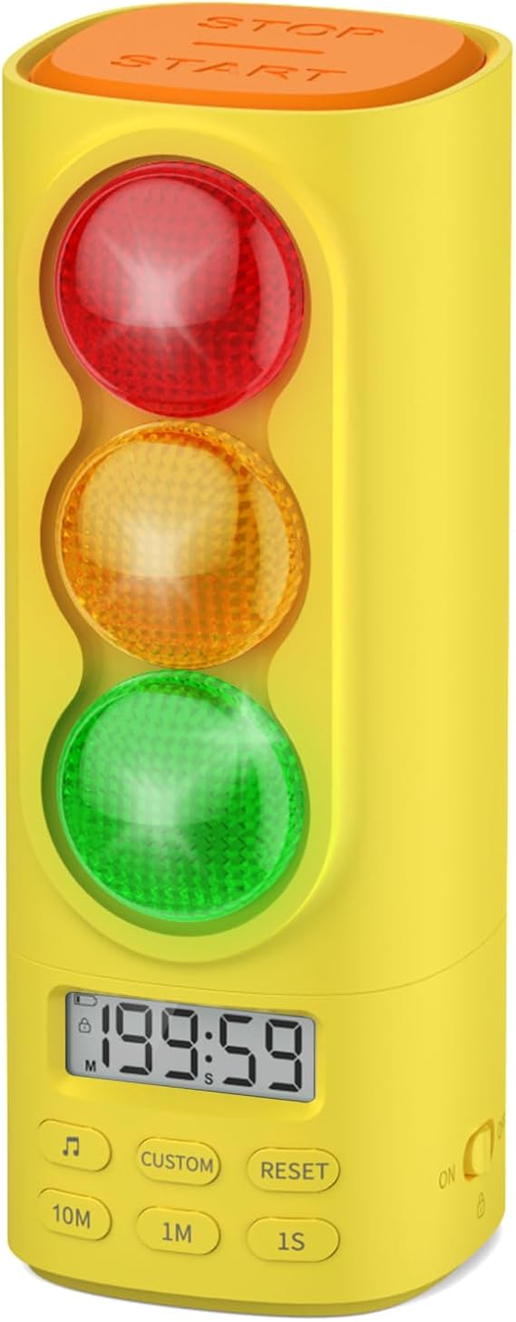 Digital Traffic Light Timer, Custom Countdown, ADHD Tool, Volume & 4 Rings