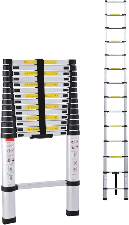 5 Metre 14 Basamaklı Alüminyum Düz Uzayan Alüminyum Teleskopik Merdiven 5 M