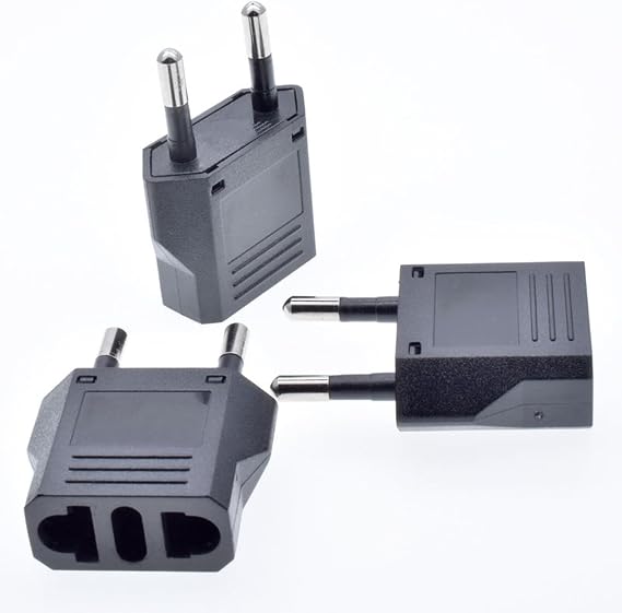 GRLRCR 3 Pack Europe Travel Plug Adapter, US to EU Plug Adapters Type C, Power Converter for US America Canada Mexico to EU Europe France Germany Italy Spain Outlets, 250V (Black)