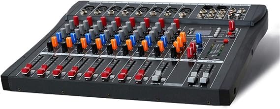 HMTE Studio Mixing Desks, 6/8/12/16 Channels Compact Audio Mixer Bluetooth USB DJ Sound Mixing Console 48V Monitor Amplifier (8 way)