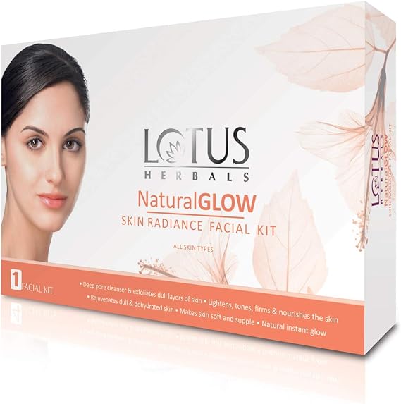 Lotus Herbals Natural Glow Skin Radiance Facial Kit for Deep Pore Cleansing | Skin Lightening & Hydrating (50g Single Use)