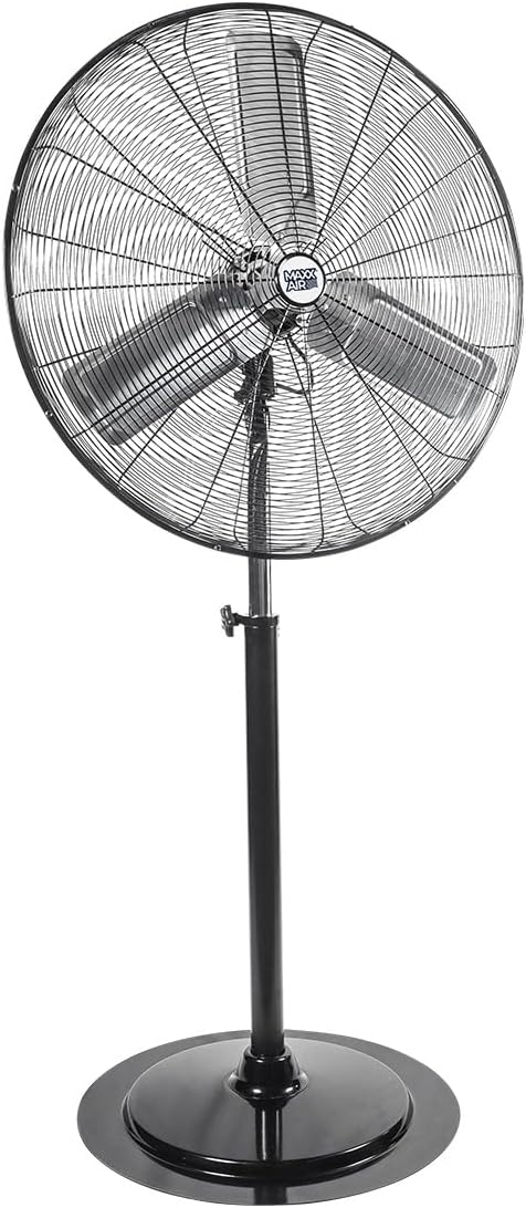 Maxx Air 30-Inch Oscillating Industrial Pedestal Fan - Powerful, Durable Standing Fan for Workshop, Garage, and Shop - Industrial Oscillating Shop Fan with Adjustable Height and Speed