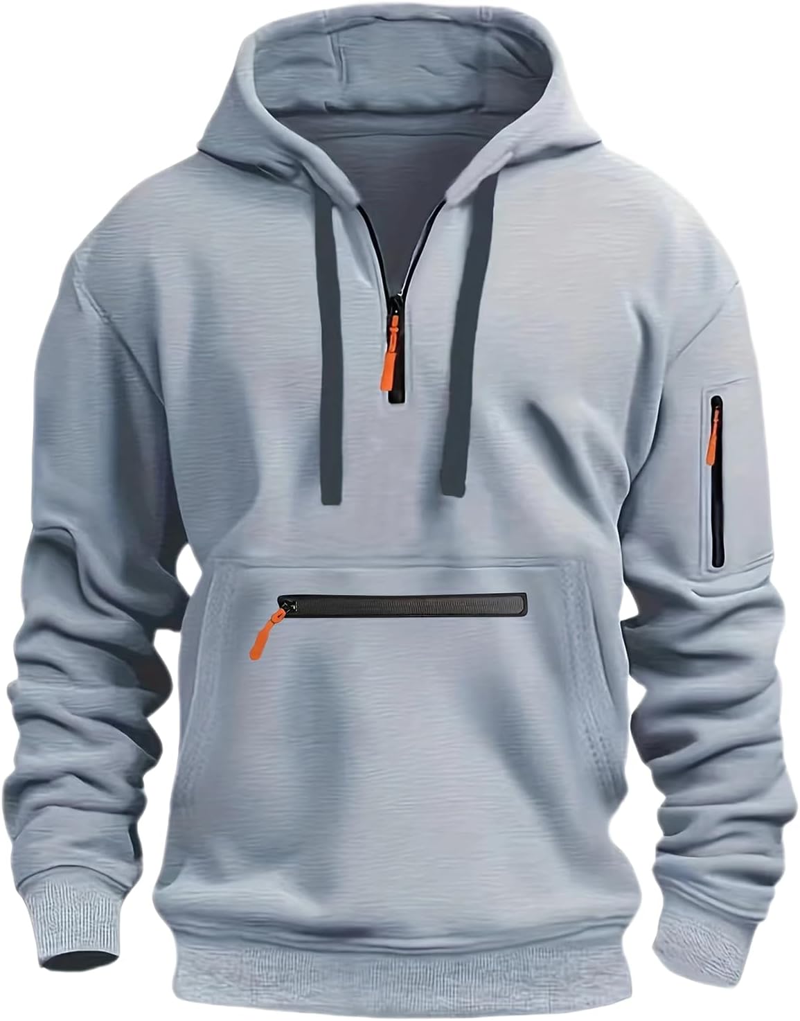 LCMTWX Hoodies Men And Winter Vintage Long Sleeve Hoodie Half Zipper Hooded Sweatshirt Top Workwear Multi Green Sweatshirt