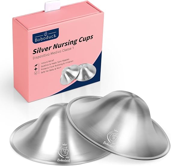 Silver Nipple Shields,999 Silver Nipple Shields for Breastfeeding, Protect and Soothe Your Nursing Nipples,Essentials Breast Shields for Nursing Newborns (Small)