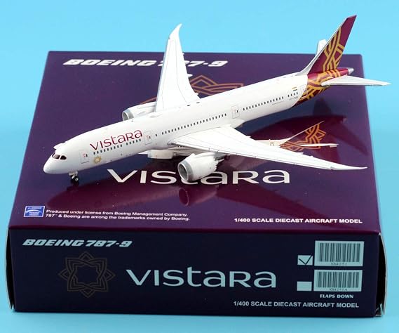 JC Wings 1:400 XX4251 Vistara Airlines Plane Dreamliner B787-9 Diecast Aircraft Jet Model Reg#VT-TSE
