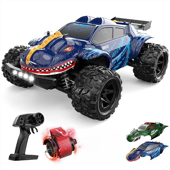 DEERC RC Car, Kids and Adults, Off-road, High Speed RC Car, Dinosaur Toy Car, 4WD, 40 km/h, With 2 Batteries, Rechargeable, For Boys and Girls, Elementary and Middle School Students, Birthday, School