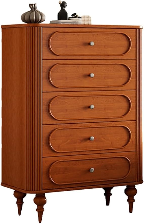 Chest of Drawers 5 Drawer Dresser for Bedroom, 48" Tall Modern Chest of Drawers, Mid Century Wood Storage Organizers with Metal Handles & Solid Legs Dresser