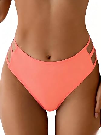 Tainehs Women's Mid Waist Bikini Bottom Strappy Cheey Bathing Suit Bottoms Swimsuit Bottom