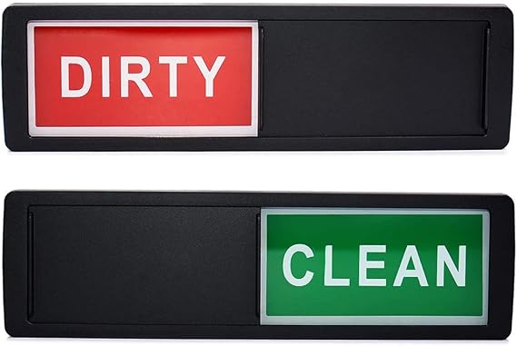 Dishwasher Clean Dirty Indicator, Easy to Read & Slide, Can DIY Sign (Black Dirty/Clean)
