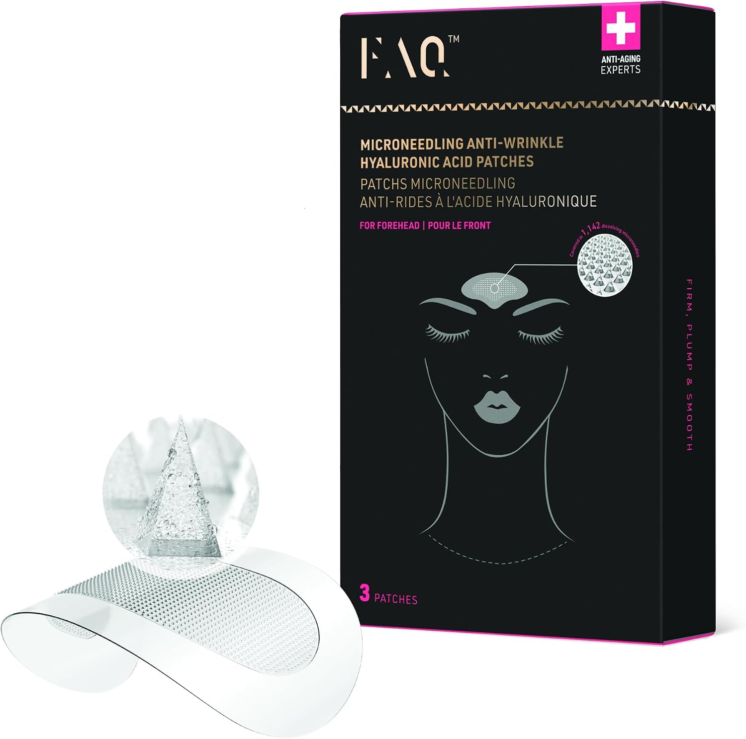 FAQ Microneedle Anti Wrinkle Hyaluronic Acid Forehead Pads – Forehead Wrinkle Tape – Instant Regenerative Effect – Travel Friendly Skin Care – 3 Pieces