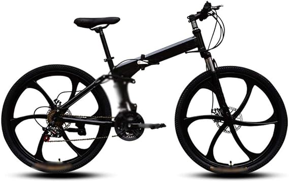 Mountain Folding Bicycle, Six Cutter 26 Inch 27 Speed with Variable Speed Double Shock Absorbermountain Folding Bicycle Fast Folding, Easy to Carry,Black