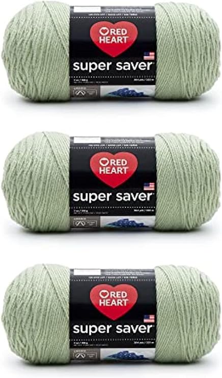 Red Heart Super Saver Yarn for Crocheting & Knitting, Frosty Green, 3-Pack