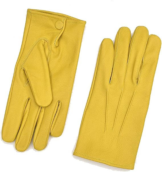 Men's Dress Leather Gloves (X-Large, Yellow)