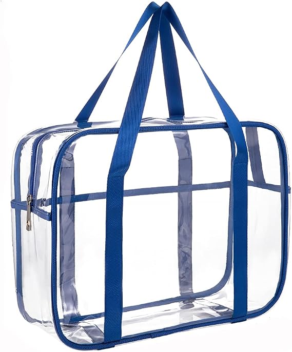Large Thick PVC Zippered Toiletry Bag - Clear Tote Bags Cosmetic Bag for Daily Work, Travel, Sport