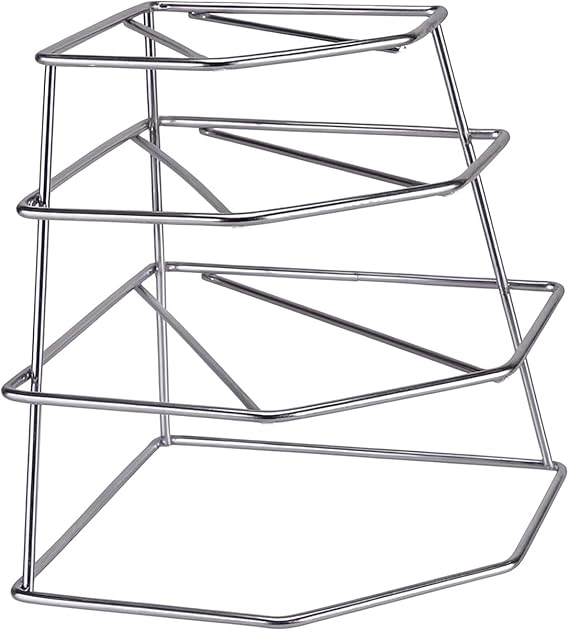 Greenfields 4 Tier Corner Kitchen Plate Rack Tidy Cupboard Shelf Insert Organiser New