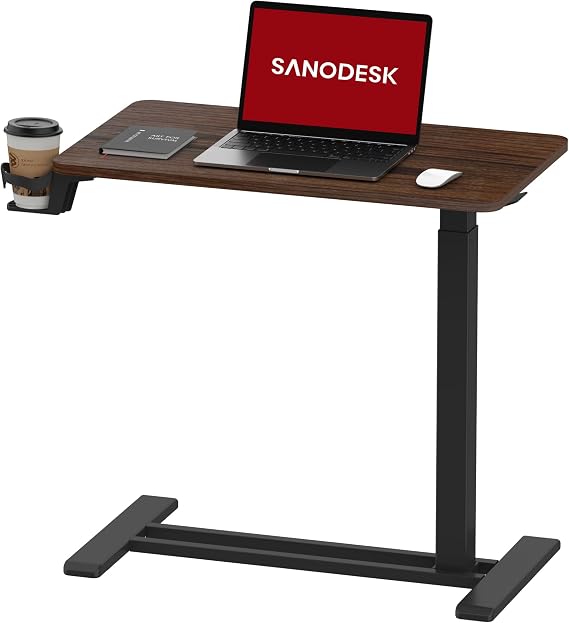 SANODESK 28''Mobile Standing Desk with Hidden Wheels,Pneumatic Laptop Desk