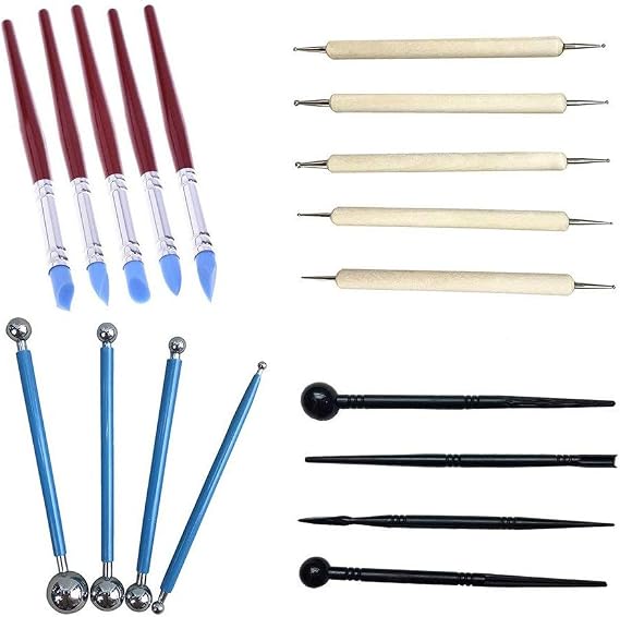 JIAN YA NA Clay Sculpting Tool Wooden Handle Pottery Carving Tool Set Tools Kit for Clay Ceramics Pottery Sculpting Carving Modeling and Rock Painting (18 Pieces)