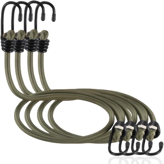 CanKing Bungee Cords 20 Inch Elastic Rope with Hooks Olive Green 4P