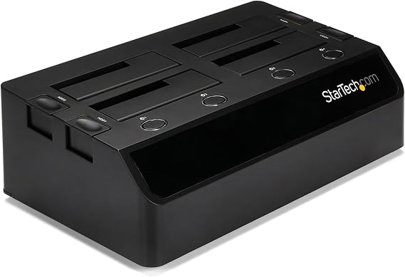 4-Bay USB 3.0 To SATA Hard Drive Docking Station, USB Hard Drive Dock, External 2.5/3.5" SATA III SSD/HDD Docking Station, Hot-Swap Hard Drive Bay, Top-Loading (SDOCK4U33),Black | SATA III 6Gbps with TRIM, 4Kn compatible, Dual 40mm fans, Independent controllers, Hot-swap, Top-loading, Tool-less