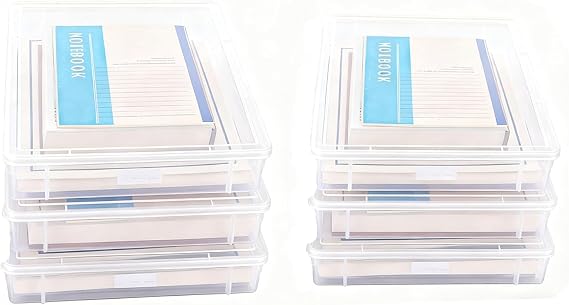 6 Pack A4 Clear Boxes Storage,Transparent Plastic Craft Storage Boxes, Clear Multi-Purpose Document Case for Document, Stationery, Craft, Certification