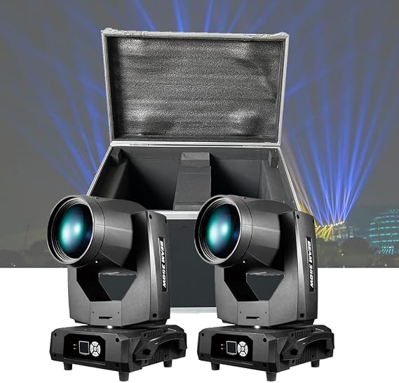 350W 17R Beam Moving Head Light, DJ Disco Bar Stage Light, DMX512 16 Channels, Rainbow Lighting (2 Pcs Lights +Flightcase)