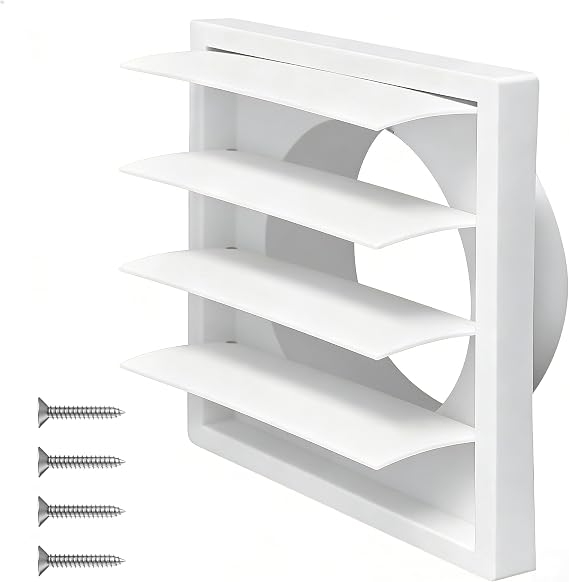 White Gravity Vent Cover 150mm Plastic Extractor Fan Grille