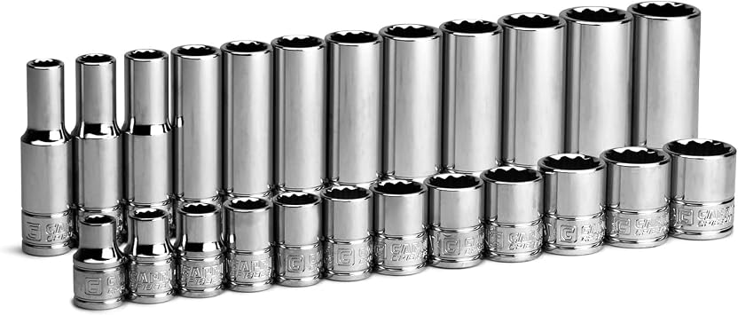 Capri Tools 3/8 in. Drive 12-Point Shallow and Deep Socket Set, Metric, 8 to 19 mm, 24-Piece