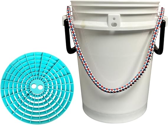 ISMART Bucket with Rope Handle -White Detail Kits-Basic, Premium, Deluxe-Blue (Ismart Rope Bucket, grit Shield)