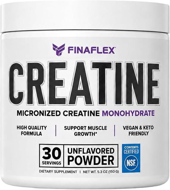 FINAFLEX PURE CREATINE, Unflavored - 5.3 oz - Promotes Muscular Strength, Size & Performance - 100% Pure, Micronized Creatine Monohydrate - NSF Certified - 30 Servings