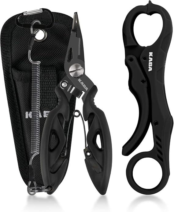 kaba Mini Fishing Pliers Kit Saltwater Fishing Tools Kit with 5inch Fishing Pliers Fishing Lip Gripper Muti-Function Fishing Kit Accessories Gear Gift for Men