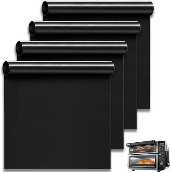 4 PCS Eco-Friendly Baking Mats 12"x12.6" Fiberglass Grill Liners for Ninja Toaster Oven DCT451 Durable & Anti-Corrosion Accessories for Ninja Foodi Flip Oven