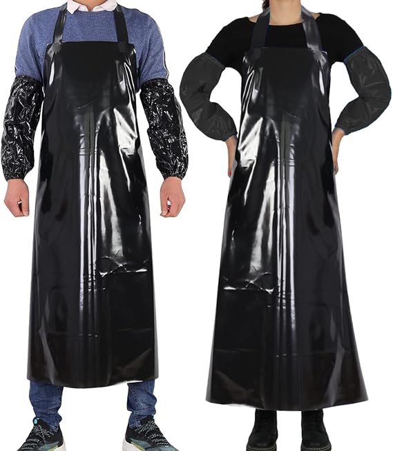 ELEBOX Waterproof Oil Proof Bib Apron Utility Apron Chemical Resistant Apron with Sleeve Work Apron Ultra Lightweight