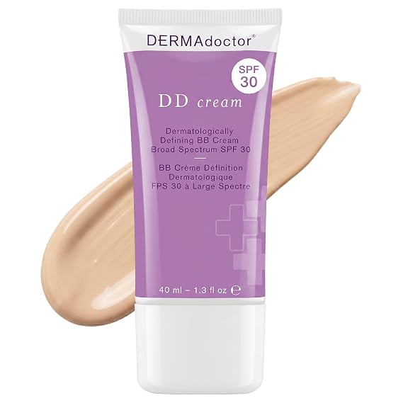 DERMAdoctor DD Cream Tinted Mineral Moisturizer SPF 30, 1.3 oz | Zinc oxide broad-spectrum sunscreen Sheer lightweight coverage Hydrating primer All skin types