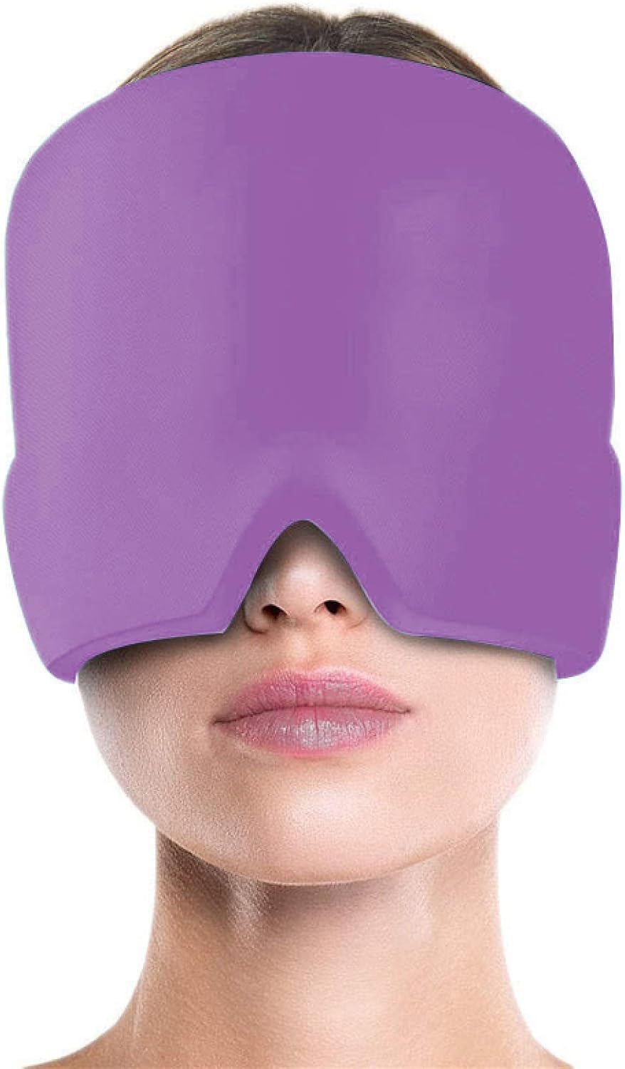 Cold and hot Compress Headgear, Migraine Relief Cap, Reusable Migraine and Headache Relief Cap, Single-Sided Gel Ice Hot Head Wrap for Chronic Migraine Purple
