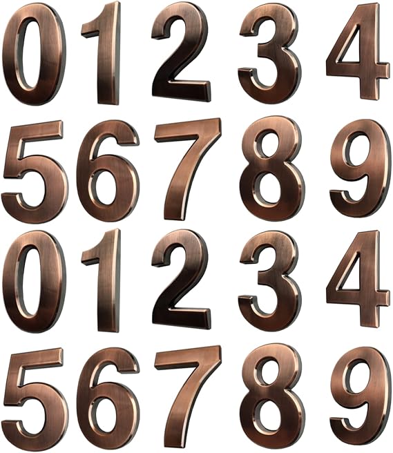 FANXUS 3 Inch House Numbers for Mailbox or House Door Address, Home Office Hotel Room. 3 Inch Pack of 20, Bronze