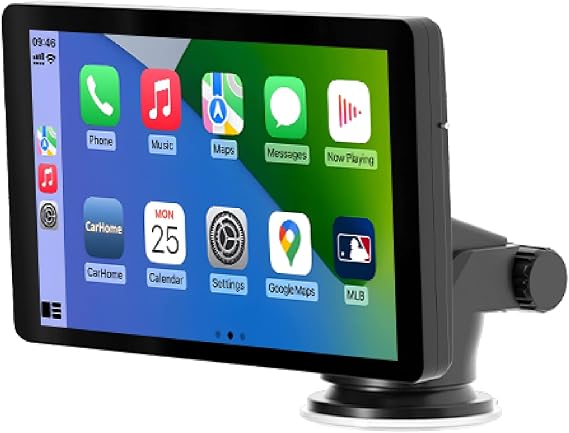 Car and Driver INTELLIDASH 7" HD Touchscreen Portable Apple CarPlay Wireless Android Auto Screen for Car, Bluetooth Stereo, Backup Camera Support, Mirror Link, GPS Navigation, Siri, Google, SiriusXM