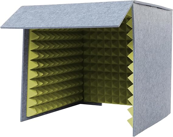 Small Music Recording Booth, Square Modern Vocal Recording Studio, Easy Setup, Portable Desktop Soundproof Enclosure for Streaming Podcasts Singing,Yellow,31.4in