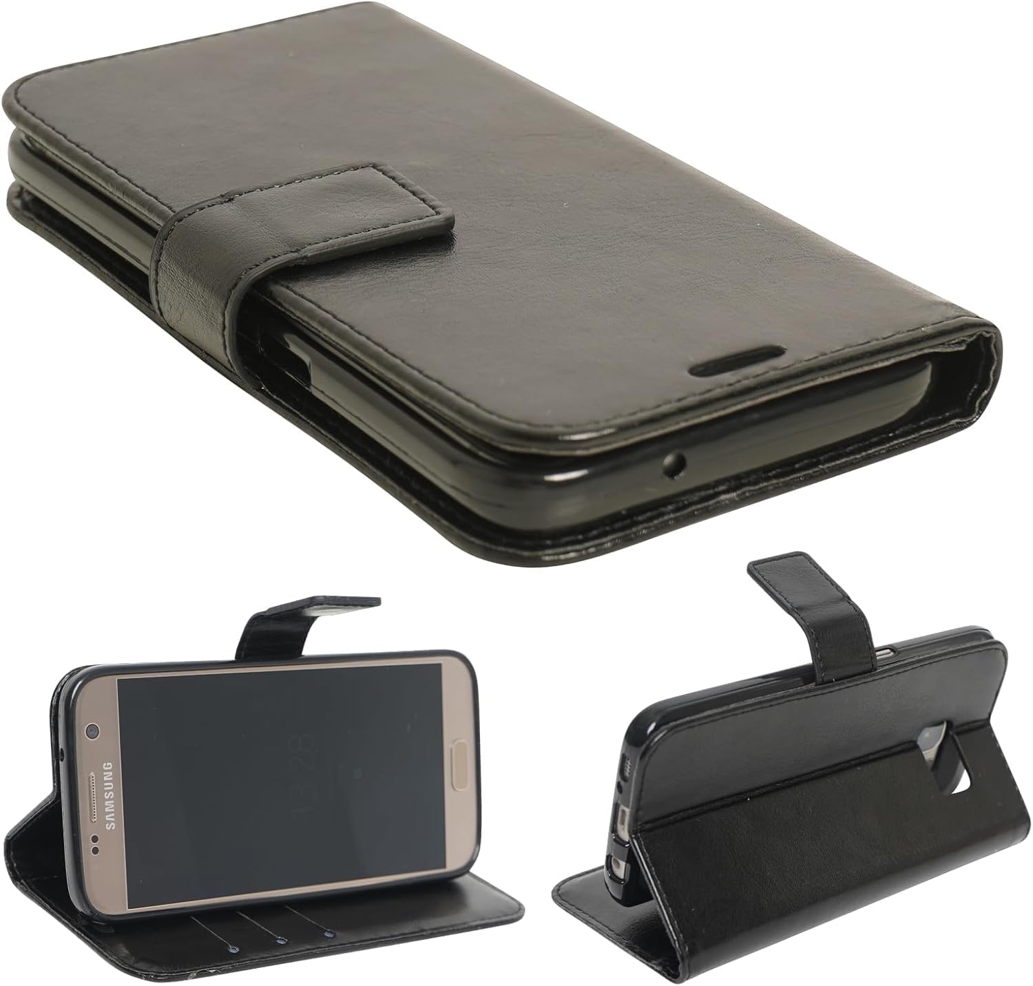 For Samsung Galaxy S9 Case - Premium Leather Folio Flip Cover | RFID-Technology | Kickstand | Money and Card Holder Wallet | Compatible with Samsung Galaxy S9 Phone Case Black