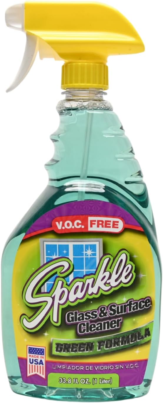 Sparkle Glass & Window Cleaner Spray, VOC-Free Eco Formula, Streak-Free Finish for Windows & Mirrors, 33.8 fl oz (Pack of 1)