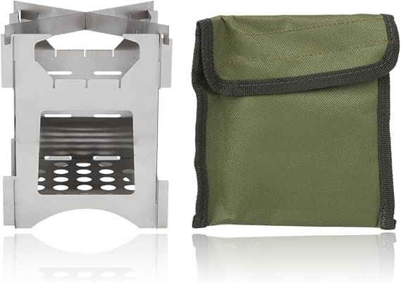 Agatige Outdoor Wood Burning Stove, Backpacking Stove Survival Portable Stainless Steel Folding Wood Burning Camp Stove Mini Cooker for Outdoor Camping Travel Hiking Picnic