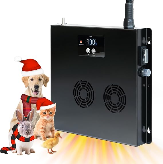 Briidea 400W Dog House Heater with PTC Rapid Heating (3 Seconds), 32F-122F Temperature Range, 11.5FT Anti-Chew Cord, Heats Up to 120 Cubic Feet Dog Houses, Chicken Coops & Rabbit Cages