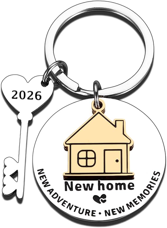 House Key Chain House Warming Gifts Welcome New Home Keychain Gift 2026 | Closing Gift for Home Buyers First Time Homes Buyer Apartment Gift for Homeowner Women Men Couple Moving Wedding Accessories