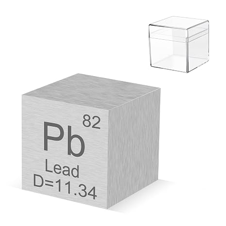 0.39" Lead Metal Element Cube 10MM Density Cubes 99.99% High Purity, Periodic Table of Elements Collection for Element Collections Hobbies, Pure Lead Cube(Pb 0.39 Inch)