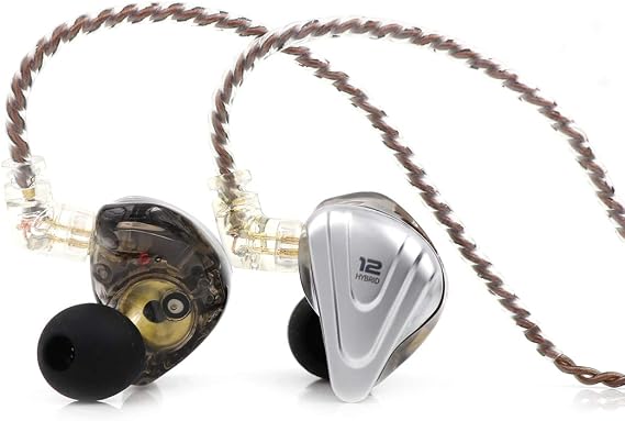 Linsoul KZ ZSX 5BA+1DD 6 Driver Hybrid in-Ear HiFi Earphones | with Zinc Alloy Faceplate, Recessed 2 Pin Detachable Cable for Audiophile Musician, w/o, Mic, Black