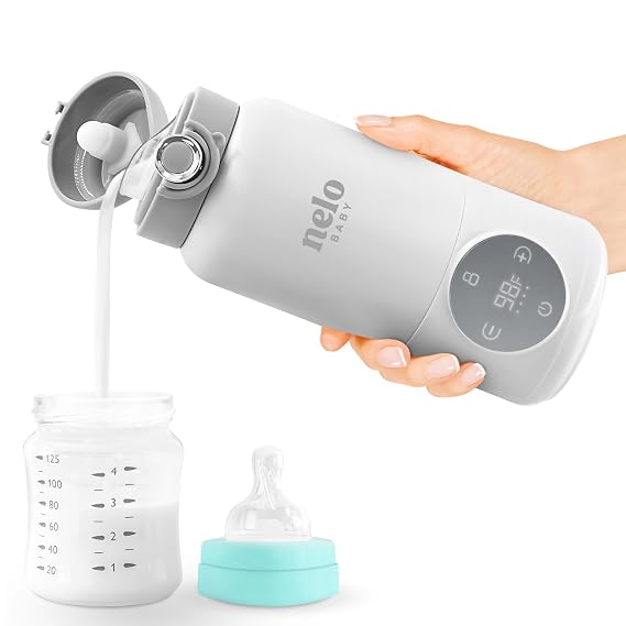 NELO Portable Milk Warmer with Large 16oz Capacity, Super Fast Charging, Fast Heating, Cordless, Formula, Breastmilk, Water Warmer, Real-Time Temp Display, Perfect For Travel and Busy Moms, BPA Free