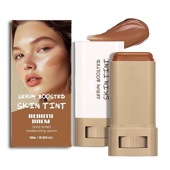 Foundation Stick Beauty Balm Serum Boosted Skin Tint, Solid Tinted Moisturizing Face Coverage and Contour for Natural Finish Makeup, Hydrating Lightweight Buildable (#03, 1)